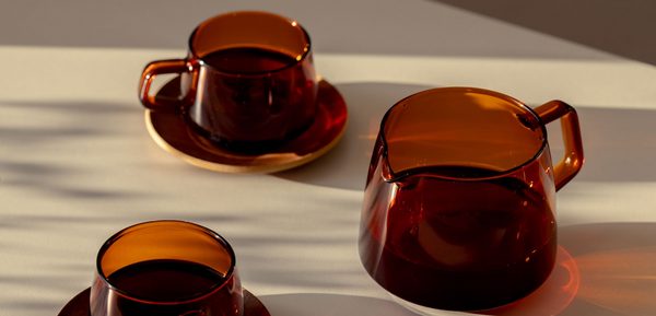 Kinto Sepia Amber Glasses & Mugs, Set of 2, 4 Sizes