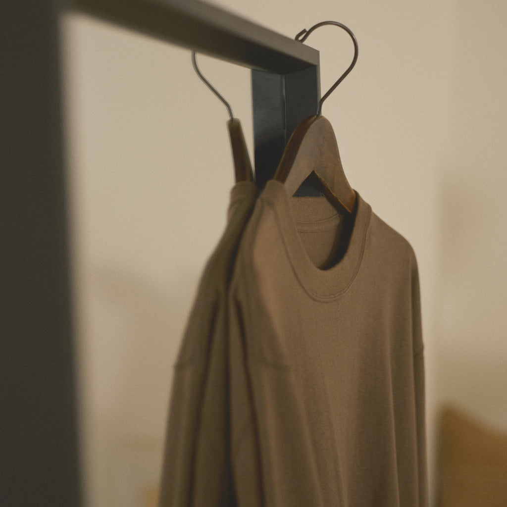 Kinto FUTO loopwheel knit long sleeve top M brown 4