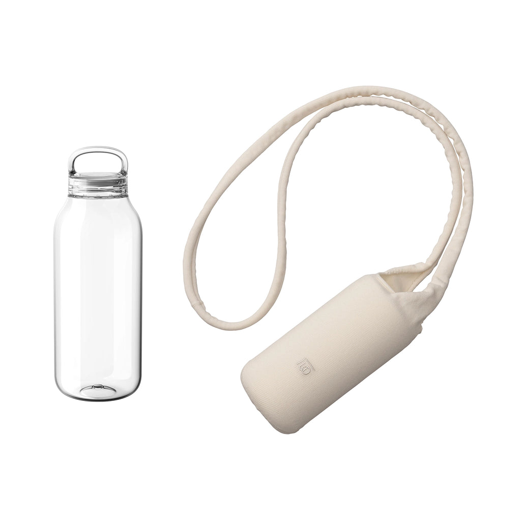 Kinto WATER BOTTLE 500 ml + FUTO porte-gourde à bandoulière  ivoire 0