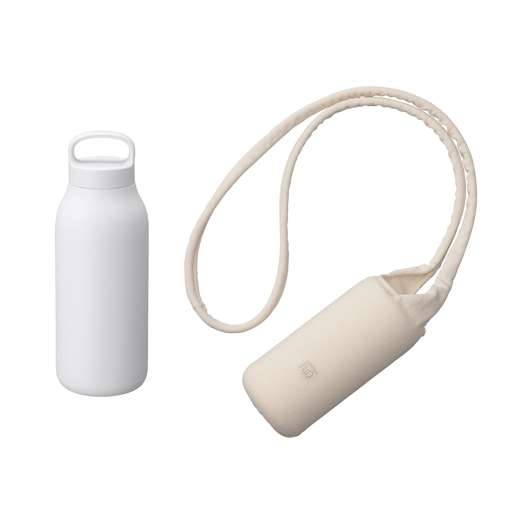 Kinto « WATER TUMBLER » 550 ml + « FUTO  »porte-gourde à bandoulière ivoire 0