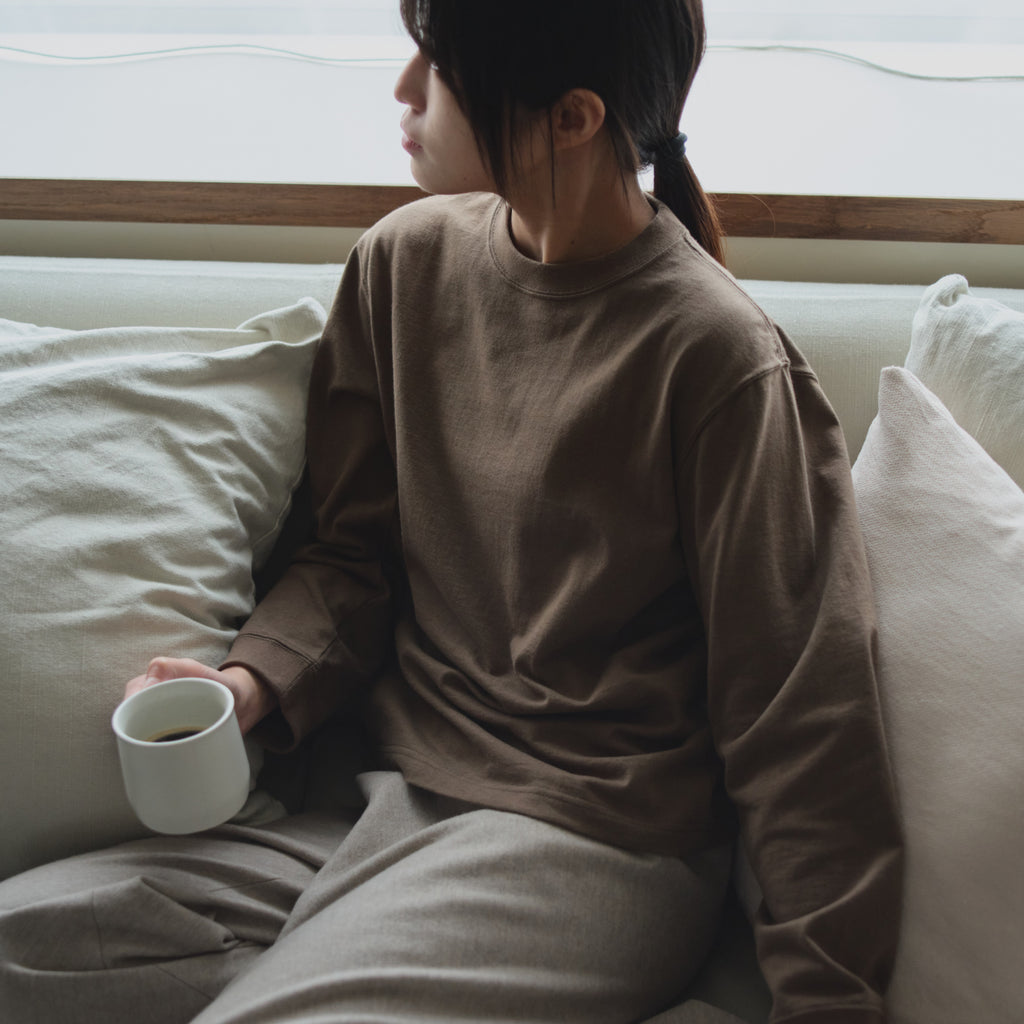 Kinto FUTO loopwheel knit long sleeve top S black 5