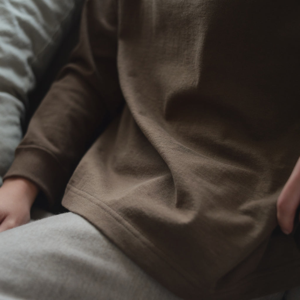 Kinto FUTO loopwheel knit long sleeve t-shirt S brown 5