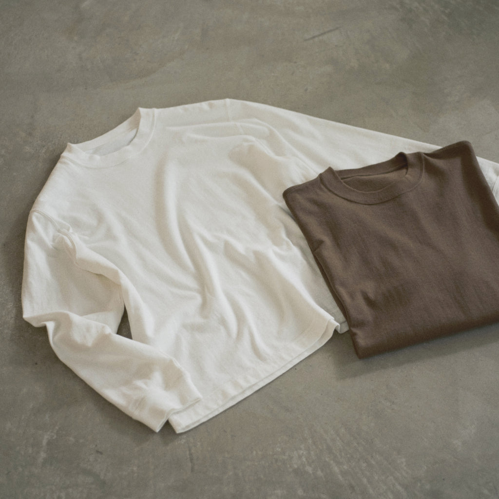 Kinto FUTO loopwheel knit long sleeve top S white 3