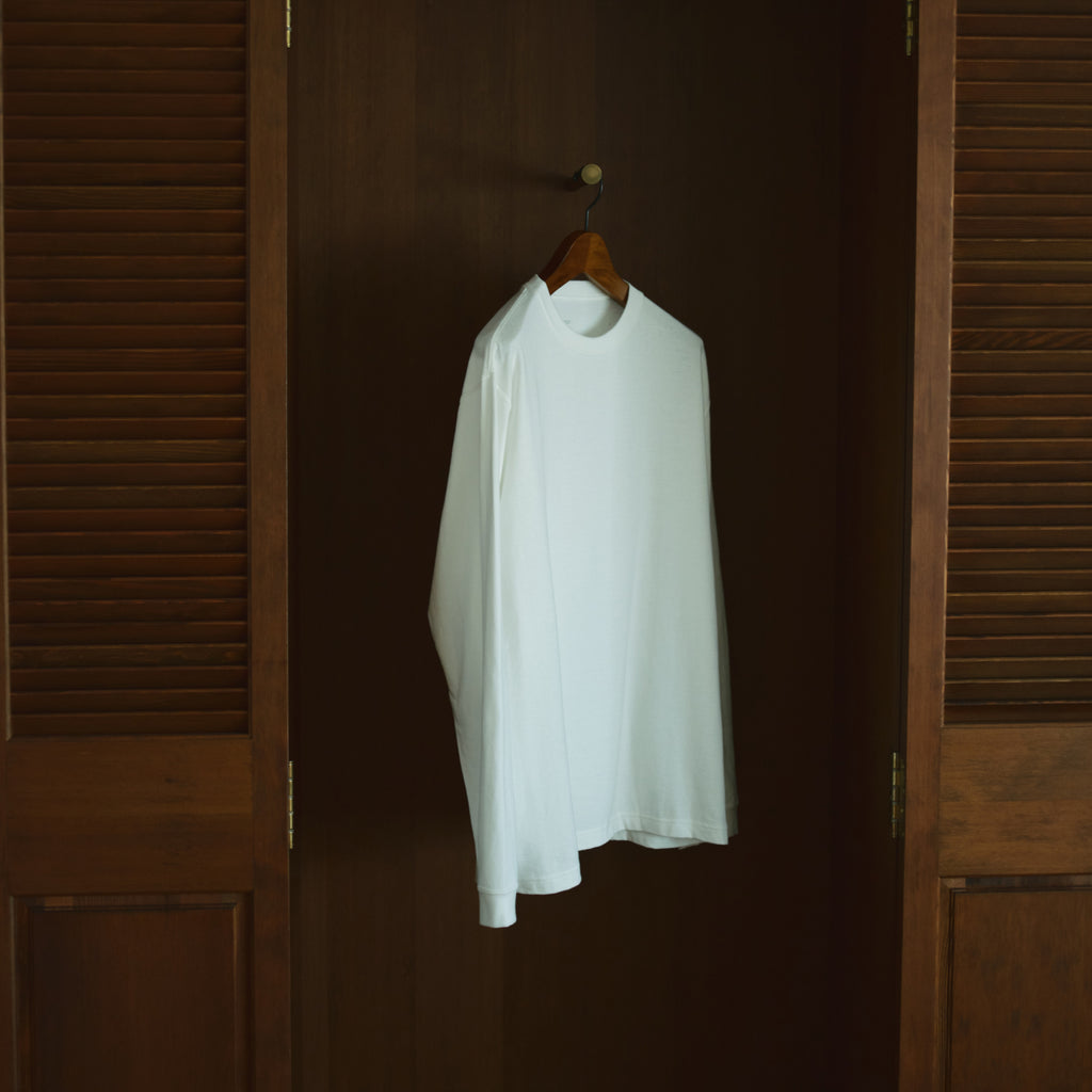 Kinto FUTO loopwheel knit long sleeve top S white 4