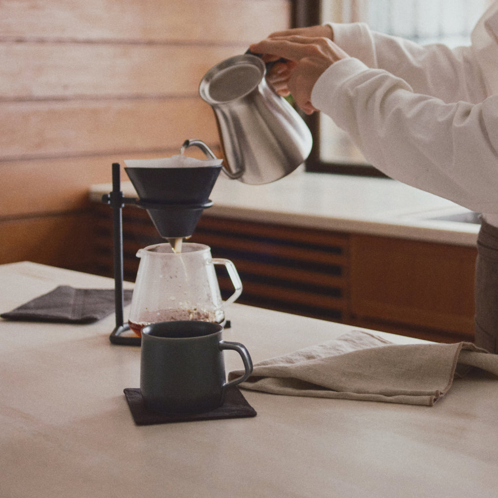 Kinto FUTO linen coaster 110x110mm charcoal 5