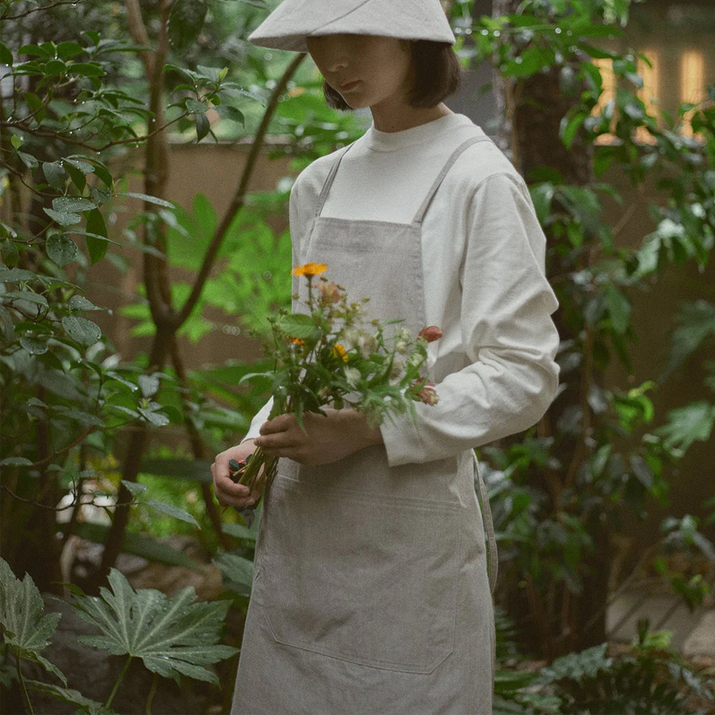 KINTO FUTO COTTON FULL APRON LIGHT GRAY