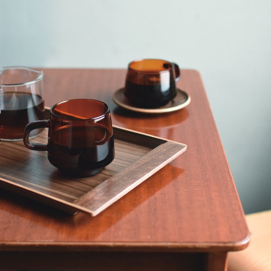 Kinto SEPIA nonslip tray 420×210mm walnut 2