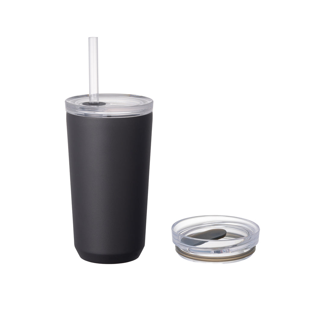 Kinto TO GO TUMBLER 480ml with straw + lid with plug black 0
