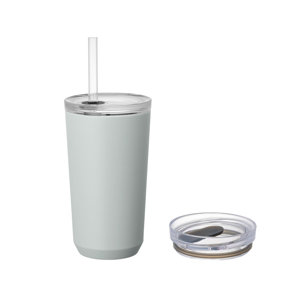 Kinto TO GO TUMBLER 480ml with straw + lid with plug ice gray 0