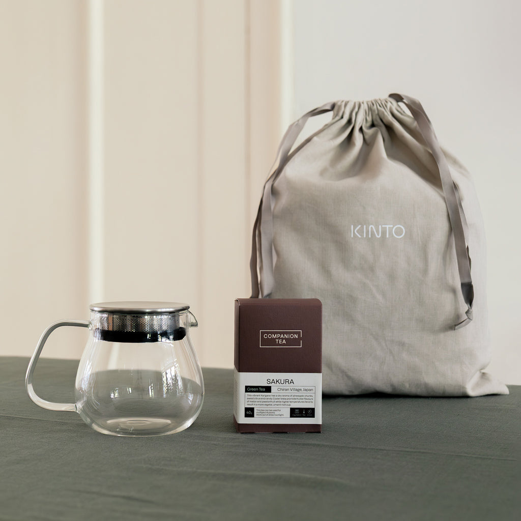 KINTO KINTO X COMPANION GIFT SET: UNITEA ONE TOUCH TEAPOT + SAKURA GREEN TEA DEFAULT TITLE