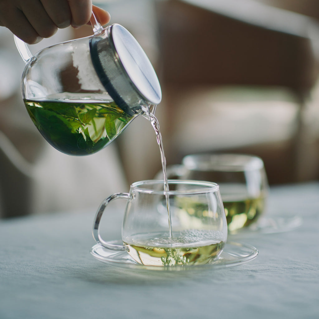 KINTO UNITEA CUP & SAUCER 350ML GLASS CLEAR